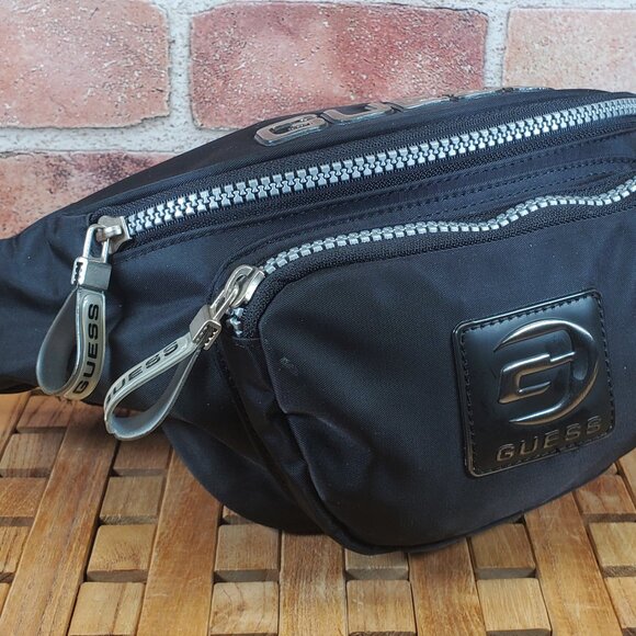 Guess Y2K Black Luxe Fanny Pack, Retro-Chic Waist Bag - Picture 2 of 10